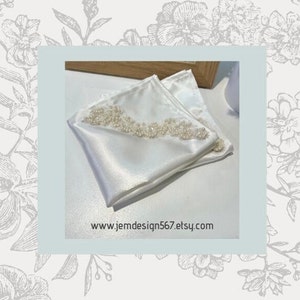 Handkerchief made from wedding gown, pocket square heirloom , wedding gift for him, in memory of grandma