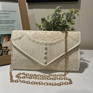 Satin envelope clutch, custom made from old wedding dress, Keepsake for daughter, heirloom Gift for her, in memory of mom