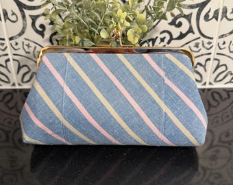 Custom Necktie Clutch purse: repurposed Keepsake bag  from dads tie