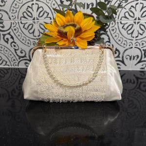 Bridal clutch Purse custom made from your wedding dress, keepsake Gift for daughter on her wedding day, bridal shower gift idea