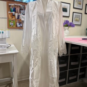 Wedding Day floor length  bridal robe: keepsake gift Heirloom made from Moms Dress