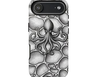 Octopus Illustration Phone Case | Hand-Drawn Stone Background