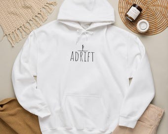 Adrift - Paddle Boarder Hoodie | simple nautical typography | Surf hoodie