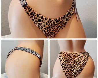 Victoria's Secret Swim Shine brasiliansk bikini med remmar – leopardmönster 8/XL