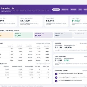 Profit Split Spreadsheet, Grape Purple Deposit Allocator, Owner Pay Template (Google Sheets)