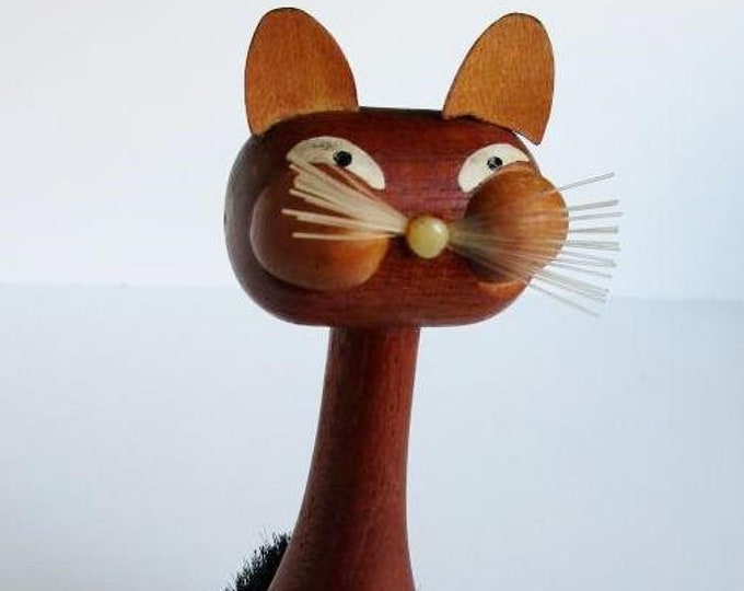 Italian Mid Century Teak Wood Cat Shoe/clothing Brush Etsy