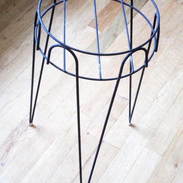 Vintage Black Wire Hairpin Plant Stand