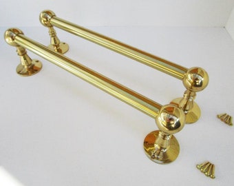 Solid Brass Classic Knob End Towel Bars 12" - Set of 2