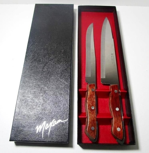 Vintage Maxam Steel Chef Carving Knife Set of 2 Wood Handle