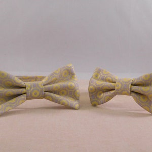 Light Gray And Yellow Father and Son Matching Bow Tie Set