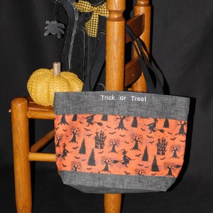 Smaller Halloween Trick-or-Treat Tote Bag Made With Spooky Silhouette Fabric