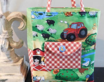 Child&#39;s Tote Bag Made With Farm Print Fabric