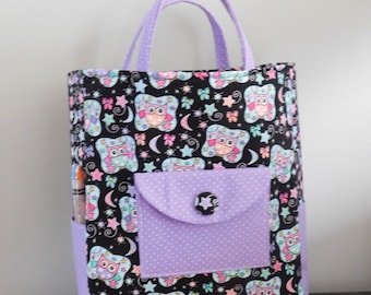 Children's Tote Bag Made With Nighttime Owl Inspired Fabric