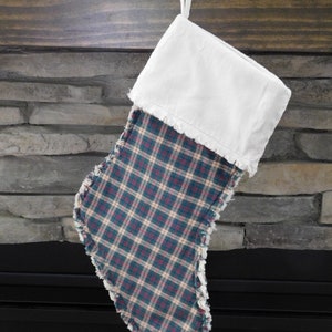 Green And Red Plaid Homespun Christmas Rag Stocking