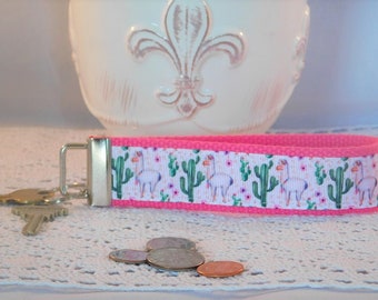 Wristlet de chaîne de clé fait avec le lama et le ruban inspiré de cactus