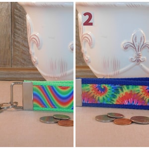 Key Chain Wristlet In Your Choice Of Wavy Or Swirl Tie Dye Print