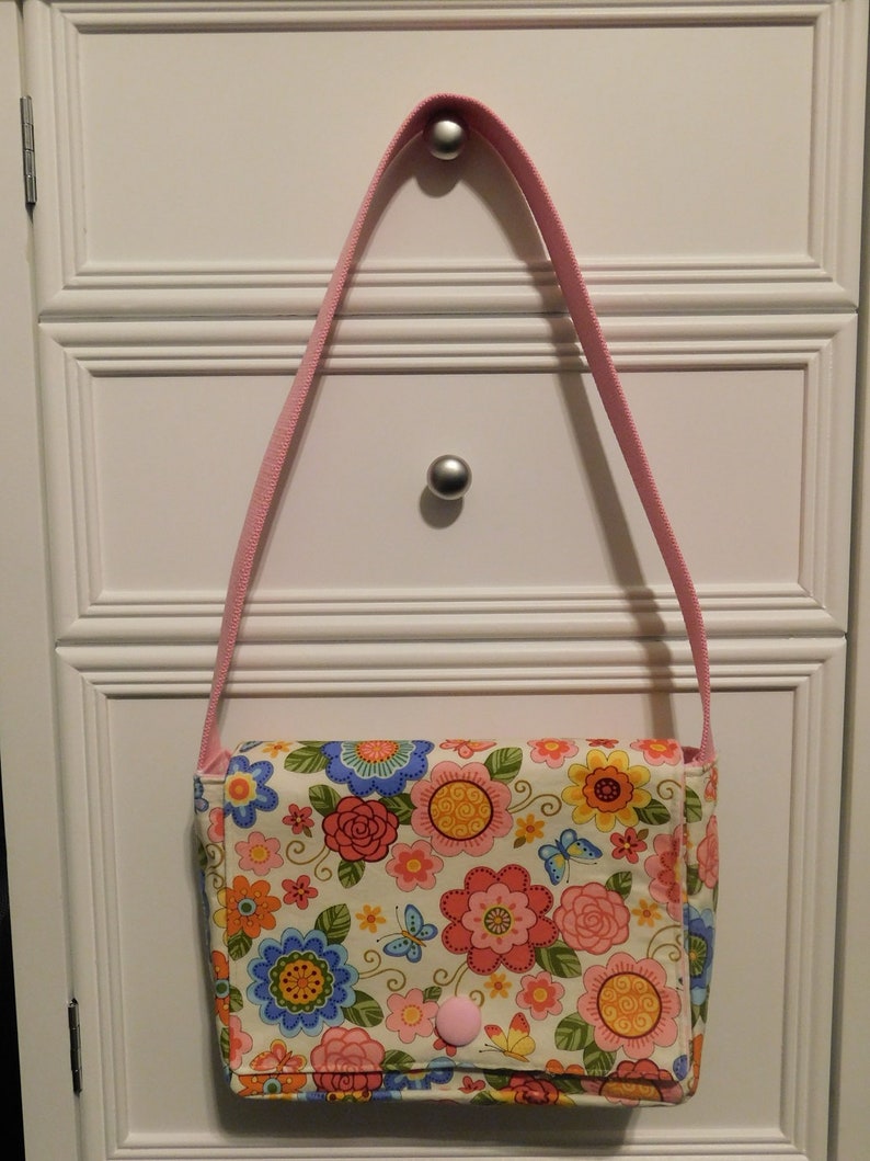 Young Girls Messenger Bag Made With Multi Colored Floral Fabric