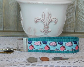 Key Chain Wristlet Made With Coffee Inspired Ribbon