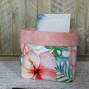 Small Fabric Basket Made With Hibiscus Print Fabric