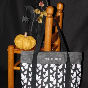 Trick-or-Treat Tote Bag Made With Ghost Print Fabric