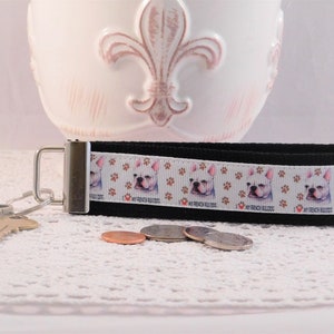 Keychain Wristlet Made With French Bulldog Inspired Ribbon