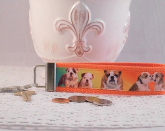 Keychain Wristlet Made With Bulldog Inspired Ribbon