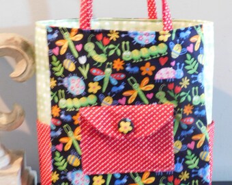 Child's Tote Bag Made With Bug Print Fabric