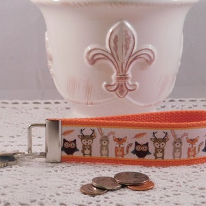 Key Chain Wristlet Made With Woodland Animal Inspired Ribbon