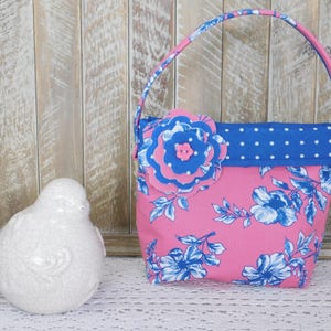 Little Girls Bright Pink And Royal Blue Fabric Purse