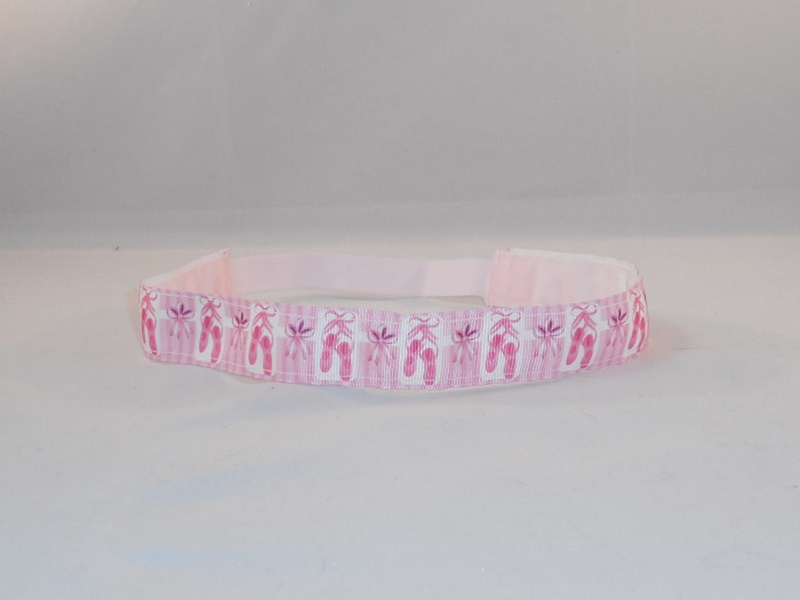 non-slip headband made with pink ballet shoe inspired ribbon