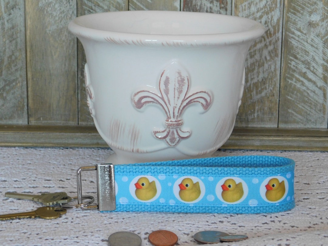 Keychain Wristlet Made With Rubber Duck Inspired Ribbon Etsy