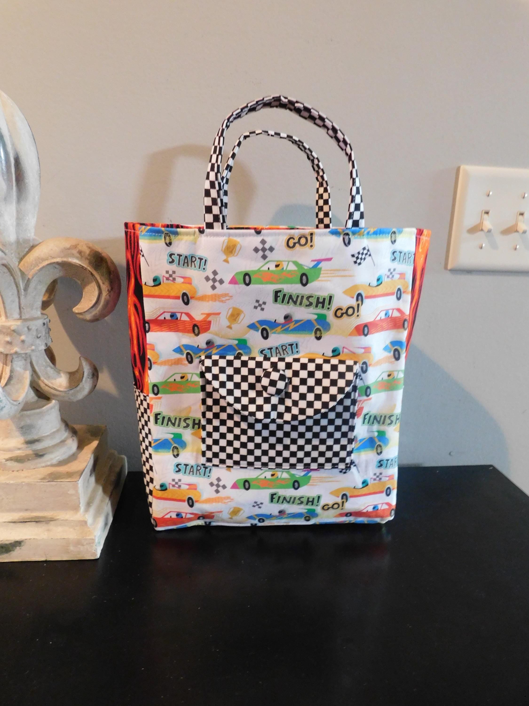 Children's Tote Bag Made With Racing Car Fabric