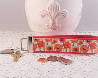 Keychain Wristlet Made With Poppy Inspired Ribbon