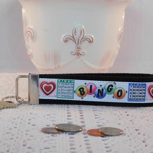 Key Chain Wristlet Made With Bingo Inspired Ribbon