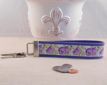 Key Chain Wristlet Made With Purple Hippo Ribbon