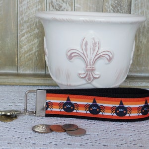 Key Chain Wristlet Made With Fun Halloween Spider Inspired Ribbon