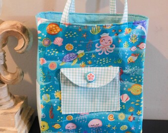 Child&#39;s Tote Bag Made With Ocean Themed Fabrics