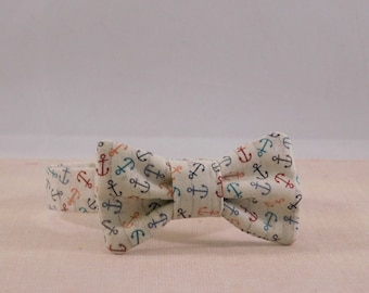 Baby's Adjustable Bow Tie Made With Multi Colored Anchor Fabric