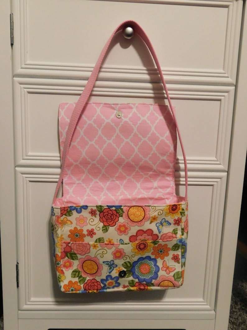 Young Girls Messenger Bag Made With Multi Colored Floral Fabric