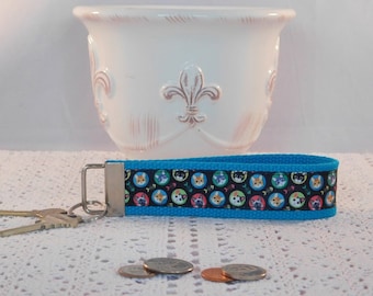 Key Chain Wristlet Made With Cat Portrait Inspired Ribbon