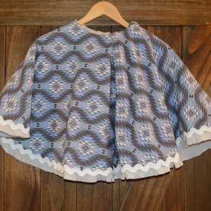 Toddler Hooded Car Seat Poncho In Purple And Gray Southwestern Fabric