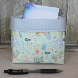 Fabric Basket Made With light Green Gardening Fabric