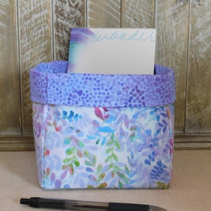 Purple Leaf Print Fabric Basket