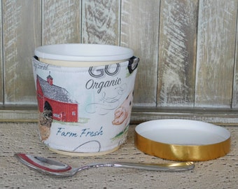 Pint Ice Cream Cozy Made With Farm Print Fabric