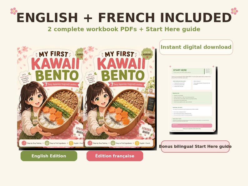 Kawaii Bento Cookbook, 7 Easy Japanese Lunches, English + French PDF, Step-by-Step Packing image 4