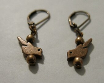Copper Bird Pierced Earrings