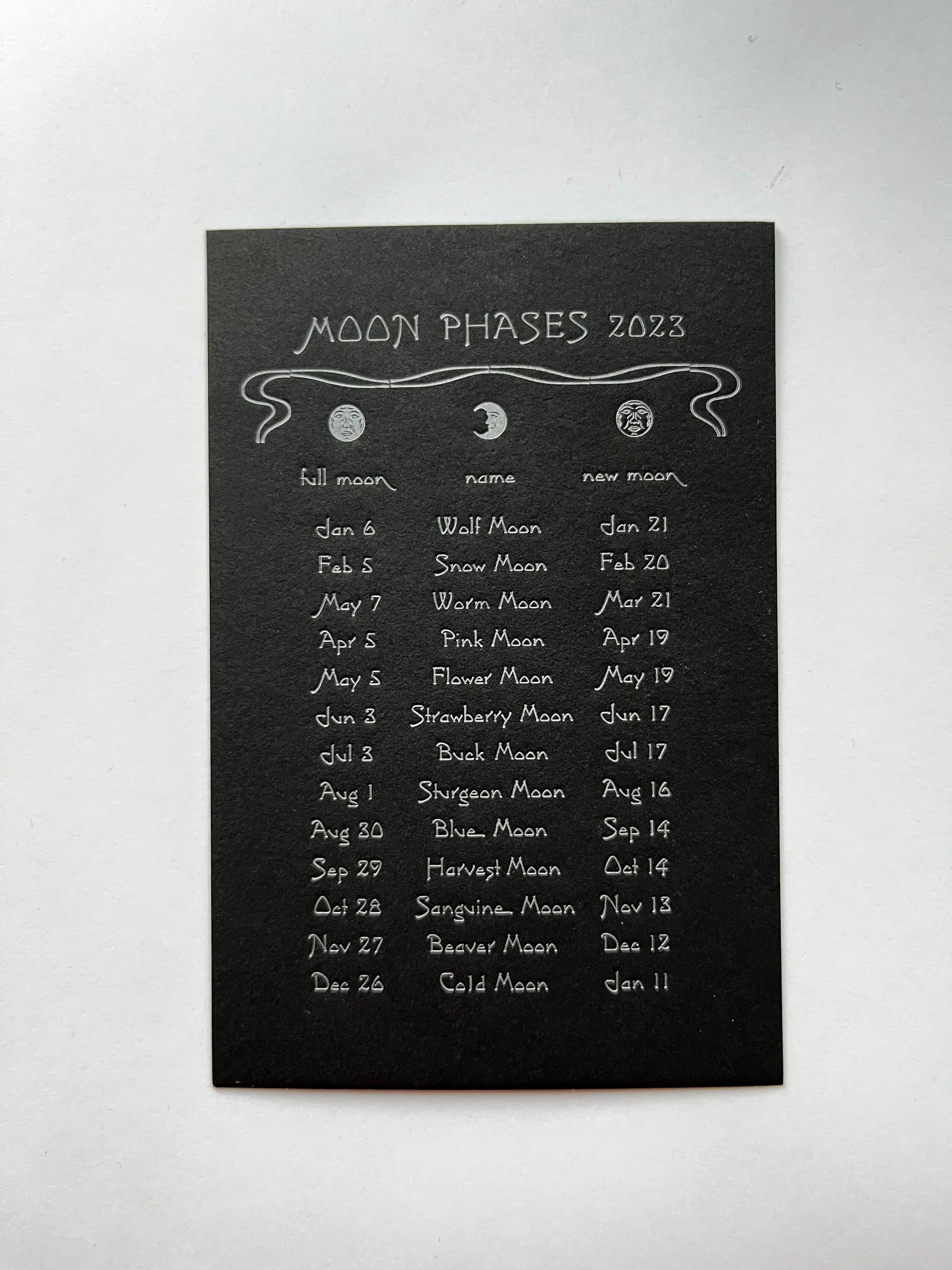 2023 Moon Phase Calendar Pocket Size - Etsy