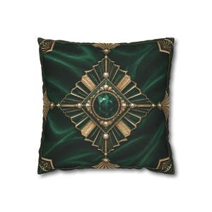 Emerald Jewel Art Pillowcase | Square Throw Pillowcase