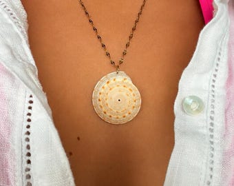 Handcrafted Sundial Shell Pendant: South Florida Beach Find, Natural Pattern Jewelry