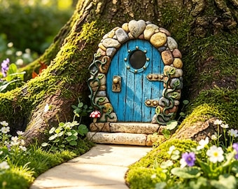 Puerta de Hada Encantada: Entrada de Elfo de Árbol en Miniatura, Decoración de Jardín de Bosque Fantasía